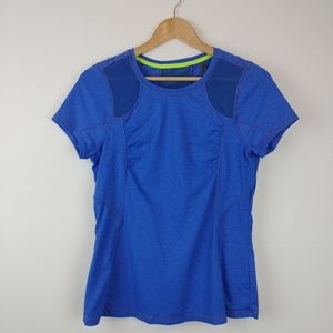 SARAH WELLS | blue activewear work out top